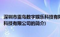 深圳市雷鸟数字娱乐科技有限公司(关于深圳市雷鸟数字娱乐科技有限公司的简介)