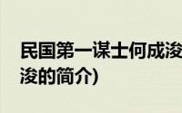 民国第一谋士何成浚(关于民国第一谋士何成浚的简介)