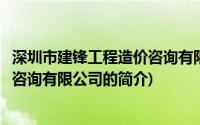 深圳市建锋工程造价咨询有限公司(关于深圳市建锋工程造价咨询有限公司的简介)