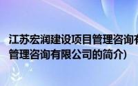 江苏宏润建设项目管理咨询有限公司(关于江苏宏润建设项目管理咨询有限公司的简介)