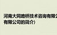 河南大同路桥技术咨询有限公司(关于河南大同路桥技术咨询有限公司的简介)