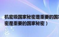 机密级国家秘密是重要的国家秘密泄露会使（机密级国家秘密是重要的国家秘密）