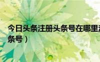 今日头条注册头条号在哪里注册（如何申请注册今日头条头条号）