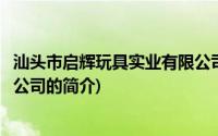 汕头市启辉玩具实业有限公司(关于汕头市启辉玩具实业有限公司的简介)