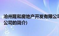 沧州隆和房地产开发有限公司(关于沧州隆和房地产开发有限公司的简介)