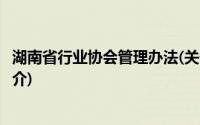 湖南省行业协会管理办法(关于湖南省行业协会管理办法的简介)