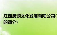 江西唐颂文化发展有限公司(关于江西唐颂文化发展有限公司的简介)