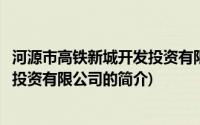 河源市高铁新城开发投资有限公司(关于河源市高铁新城开发投资有限公司的简介)