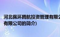 河北佩环腾航投资管理有限公司(关于河北佩环腾航投资管理有限公司的简介)