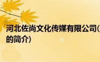 河北佐尚文化传媒有限公司(关于河北佐尚文化传媒有限公司的简介)