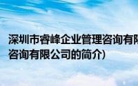 深圳市睿峰企业管理咨询有限公司(关于深圳市睿峰企业管理咨询有限公司的简介)