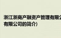 浙江浙商产融资产管理有限公司(关于浙江浙商产融资产管理有限公司的简介)