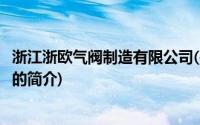 浙江浙欧气阀制造有限公司(关于浙江浙欧气阀制造有限公司的简介)