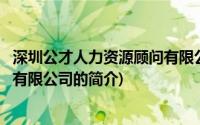 深圳公才人力资源顾问有限公司(关于深圳公才人力资源顾问有限公司的简介)