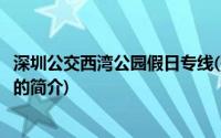 深圳公交西湾公园假日专线(关于深圳公交西湾公园假日专线的简介)