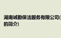 湖南诚勤保洁服务有限公司(关于湖南诚勤保洁服务有限公司的简介)