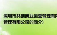 深圳市共创商业运营管理有限公司(关于深圳市共创商业运营管理有限公司的简介)