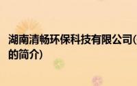 湖南清畅环保科技有限公司(关于湖南清畅环保科技有限公司的简介)