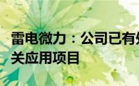 雷电微力：公司已有处于预研阶段的无人机相关应用项目