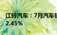 江铃汽车：7月汽车销量27151辆 同比增长12.45%