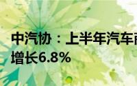 中汽协：上半年汽车商品累计进出口总额同比增长6.8%