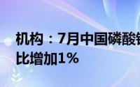 机构：7月中国磷酸铁锂产量为19.80万吨环比增加1%