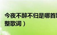 今夜不醉不归是哪首歌歌词（今夜不醉不归完整歌词）