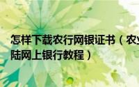 怎样下载农行网银证书（农业银行网银证书下载、安装及登陆网上银行教程）