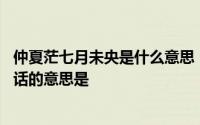 仲夏茫七月未央是什么意思 「重点」仲夏初茫七月未央这句话的意思是