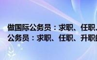 做国际公务员：求职、任职、升职的经验分享（关于做国际公务员：求职、任职、升职的经验分享的简介）