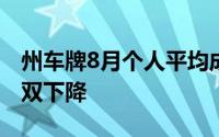 州车牌8月个人平均成交价、个人最低成交价双下降