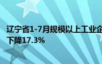 辽宁省1-7月规模以上工业企业实现利润总额671.9亿元同比下降17.3%