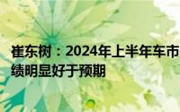 崔东树：2024年上半年车市表现分化部分大型上市公司的业绩明显好于预期