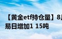 【黄金etf持仓量】8月22日黄金ETF与上一交易日增加1 15吨