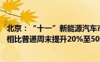 北京：“十一”新能源汽车市场红红火火 大部分门店客流量相比普通周末提升20%至50%