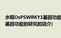 水稻OsPSWRKY1基因功能的研究(关于水稻OsPSWRKY1基因功能的研究的简介)