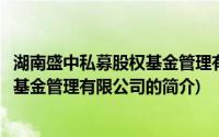 湖南盛中私募股权基金管理有限公司(关于湖南盛中私募股权基金管理有限公司的简介)