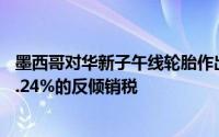 墨西哥对华新子午线轮胎作出反倾销终裁：征收5.18%～32.24%的反倾销税