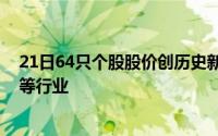 21日64只个股股价创历史新高 集中在信息技术、电子设备等行业