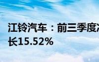 江铃汽车：前三季度净利润11.66亿元 同比增长15.52%