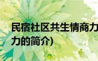 民宿社区共生情商力(关于民宿社区共生情商力的简介)