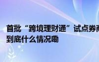 首批“跨境理财通”试点券商全力加强产品供给和技术保障 到底什么情况嘞