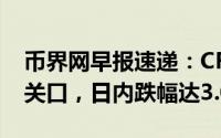 币界网早报速递：CRV币价失守0.9199美元关口，日内跌幅达3.03%